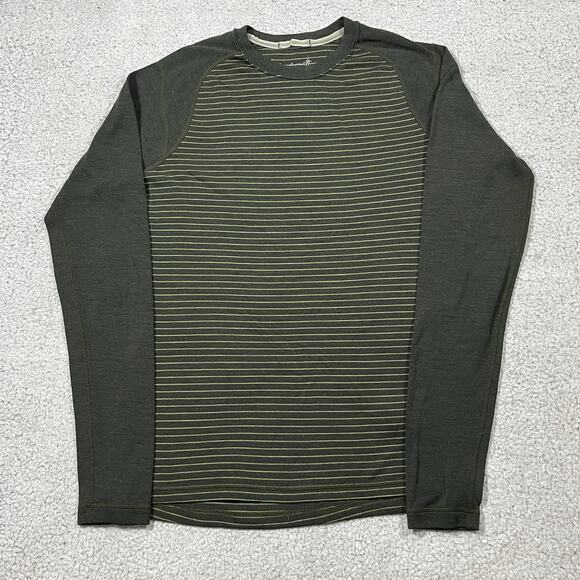 Smartwool Shirt Mens M Green Stripe Merino Wool 250 Base Layer Long Sleeve - Picture 1 of 15